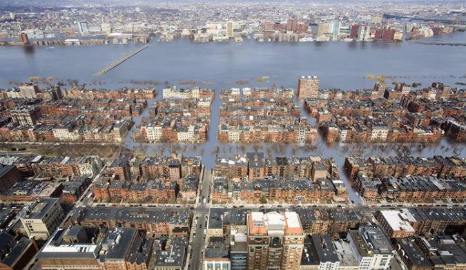 The Back Bay in Boston under 12 Feet of Sea Level Rise