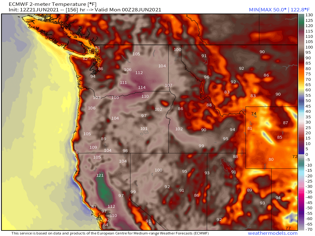 Heat Dome over Pacific Northwest, Summer 2021